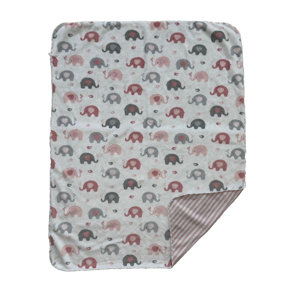 SL Home Fashion Elephant Chick Pink Gray Stripe Lovey Baby Security Blanket